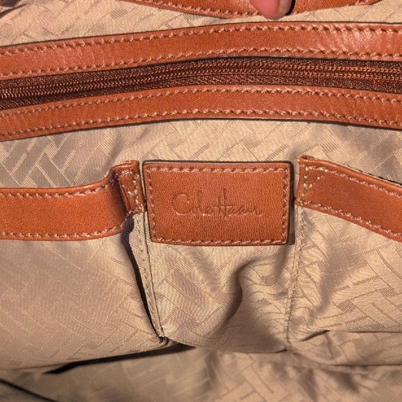 Cole Haan Tan Woven Leather Shoulder Bag - Picture 3 of 7